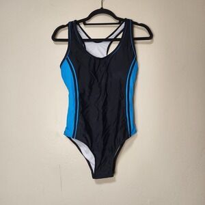 Uhnice Womens One Piece‎ Swimsuit Size Large Blue and Black